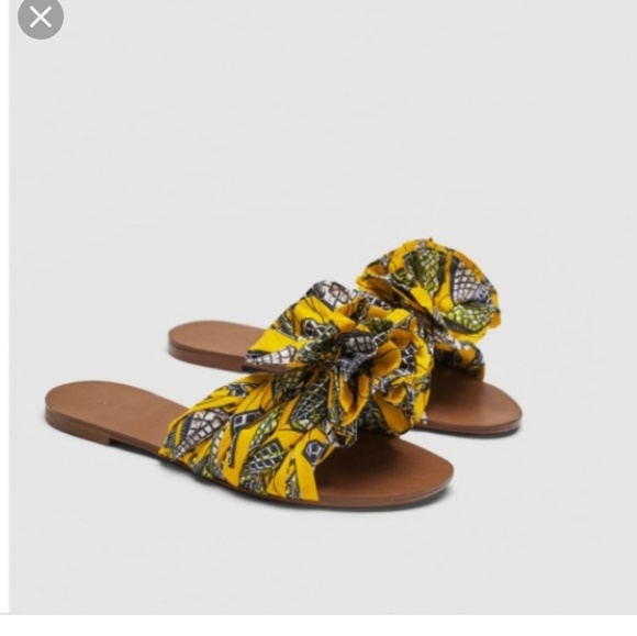 Zara Shoes - Zara yellow bow slides flats size 10 NWT !